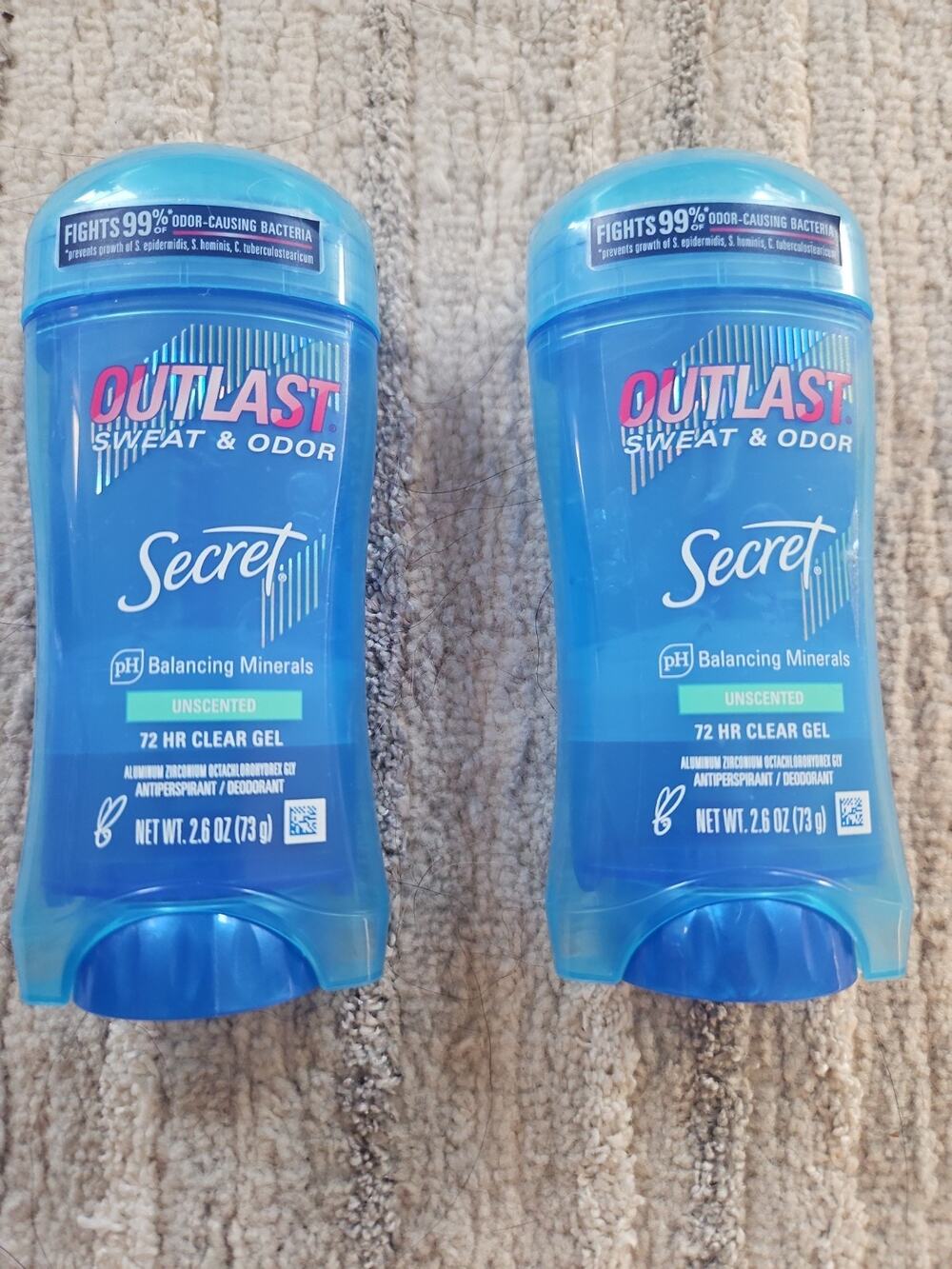 Secret Outlast Clear Gel Antiperspirant Deodorant Unscented 2.6 oz - 2 Pack